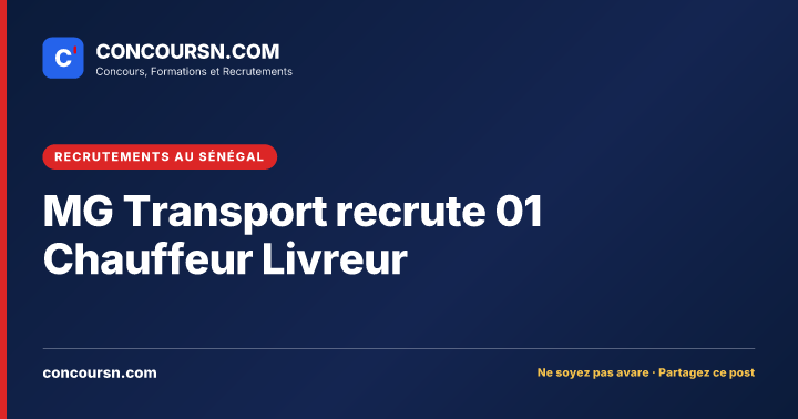 Illustration de l’article : MG Transport recrute 01 Chauffeur Livreur