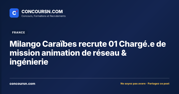 Illustration de l’article : Milango Caraïbes recrute 01 Chargé.e de mission animation de réseau & ingénierie