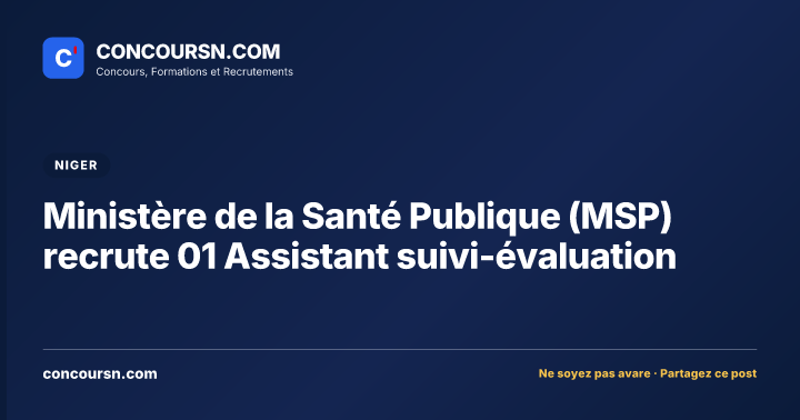 Illustration de l’article : Ministère de la Santé Publique (MSP) recrute 01 Assistant suivi-évaluation