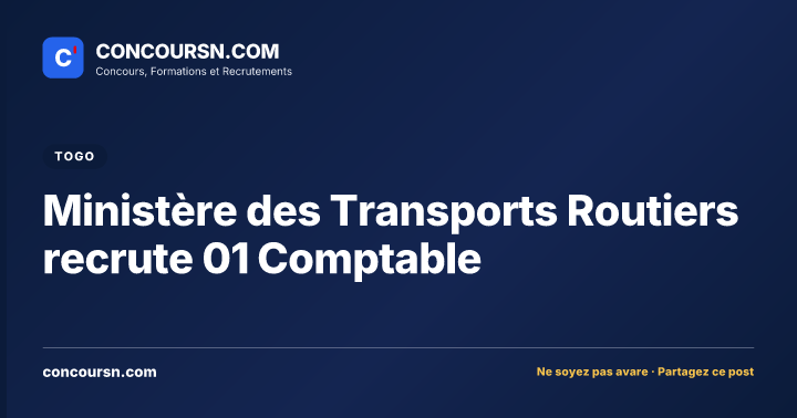 Illustration de l’article : Ministère des Transports Routiers recrute 01 Comptable