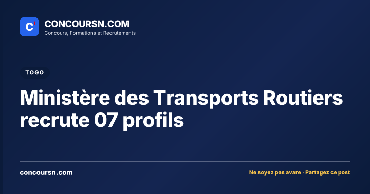 Illustration de l’article : Ministère des Transports Routiers recrute 07 profils