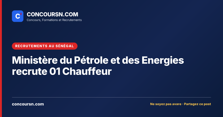 Illustration de l’article : Ministère du Pétrole et des Energies recrute 01 Chauffeur