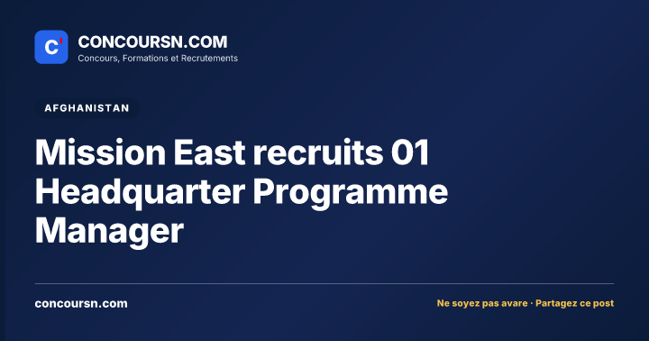 Mission East recruits 01 Headquarter Programme Manager