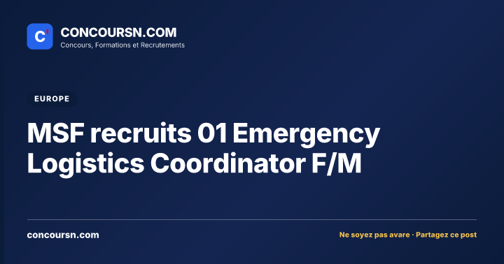 Illustration de l’article : MSF recruits 01 Emergency Logistics Coordinator F/M