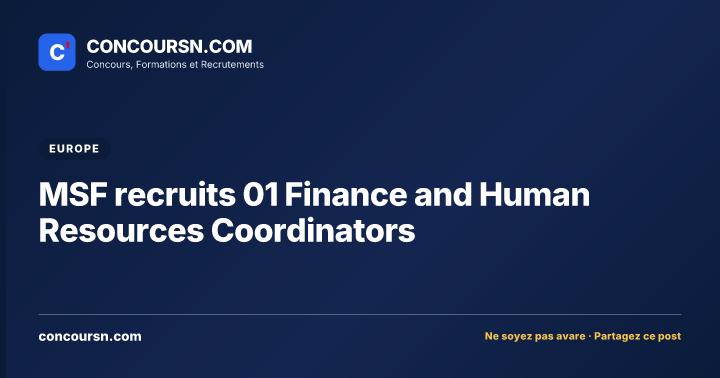 Illustration de l’article : MSF recruits 01 Finance and Human Resources Coordinators