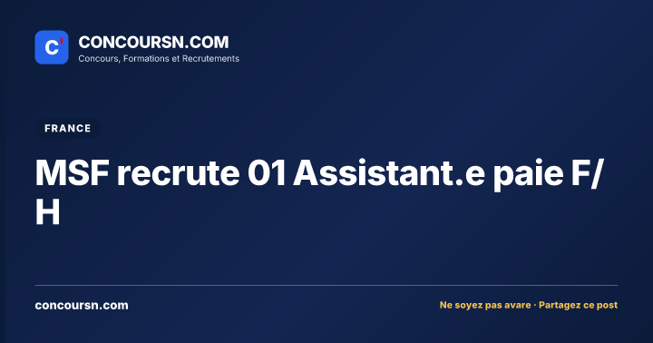 Illustration de l’article : MSF recrute 01 Assistant.e paie F/H