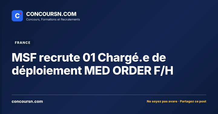 Illustration de l’article : MSF recrute 01 Chargé.e de déploiement MED ORDER F/H