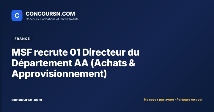 Illustration de l’article : MSF recrute 01 Directeur du Département AA (Achats & Approvisionnement)