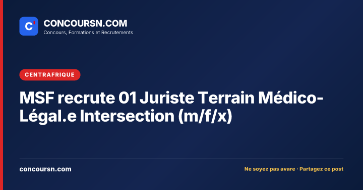 Illustration de l’article : MSF recrute 01 Juriste Terrain Médico-Légal.e Intersection (m/f/x)