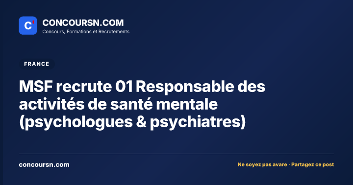 Illustration de l’article : MSF recrute 01 Responsable des activités de santé mentale (psychologues & psychiatres)