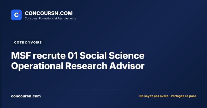Illustration de l’article : MSF recrute 01 Social Science Operational Research Advisor