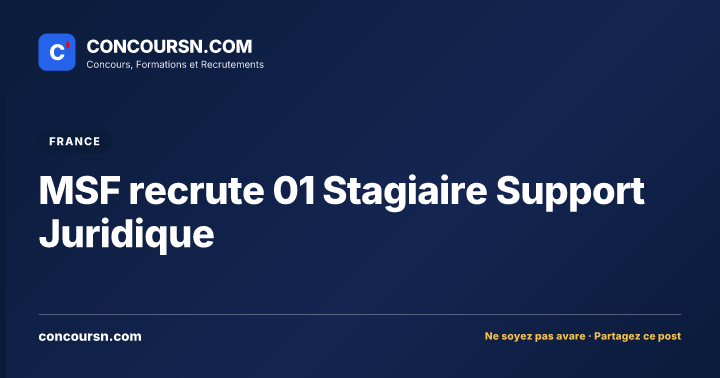 Illustration de l’article : MSF recrute 01 Stagiaire Support Juridique
