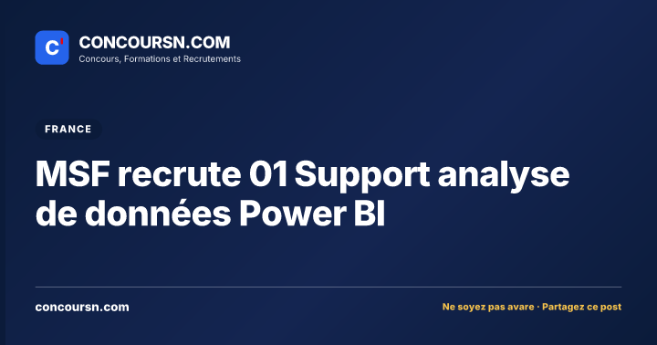 Illustration de l’article : MSF recrute 01 Support analyse de données Power BI