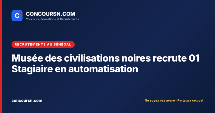 Illustration de l’article : Musée des civilisations noires recrute 01 Stagiaire en automatisation