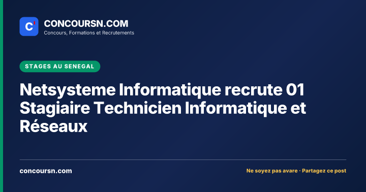 Illustration de l’article : Netsysteme Informatique recrute 01 Stagiaire Technicien Informatique et Réseaux