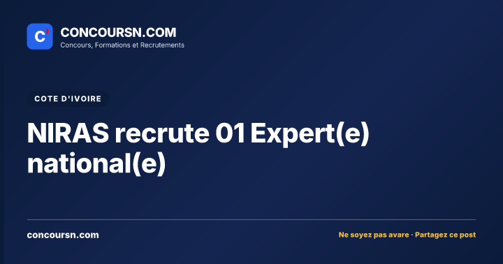 Illustration de l’article : NIRAS recrute 01 Expert(e) national(e)