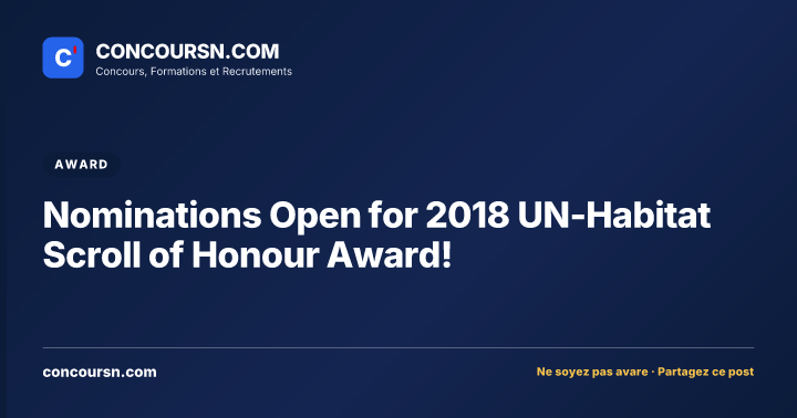 Illustration de l’article : Nominations Open for 2018 UN-Habitat Scroll of Honour Award!
