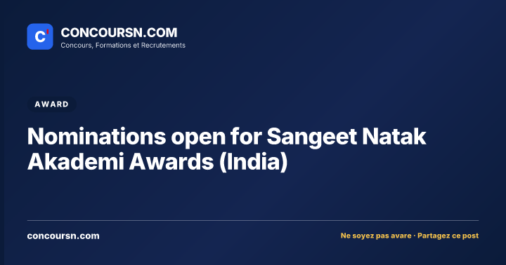 Illustration de l’article : Nominations open for Sangeet Natak Akademi Awards (India)