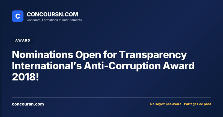 Illustration de l’article : Nominations Open for Transparency International’s Anti-Corruption Award 2018!
