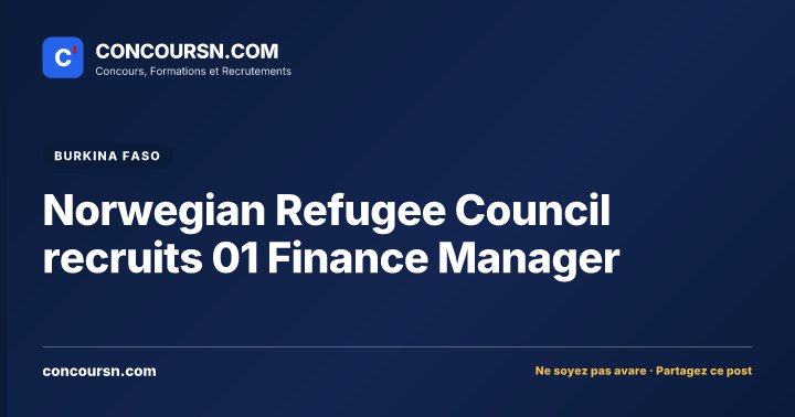 Norwegian Refugee Council recruits 01 Finance Manager