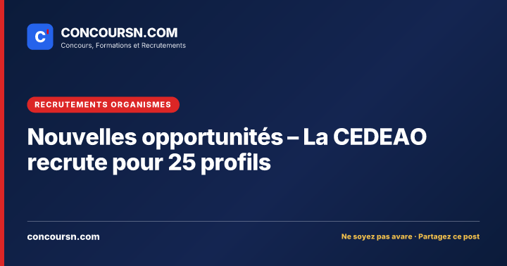 Illustration de l’article : Nouvelles opportunités – La CEDEAO recrute pour 25 profils