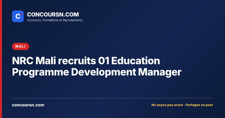 NRC Mali recruits 01 Education Programme Development Manager