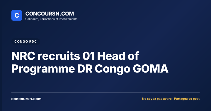 NRC recruits 01 Head of Programme DR Congo GOMA