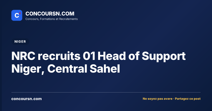 Illustration de l’article : NRC recruits 01 Head of Support Niger, Central Sahel