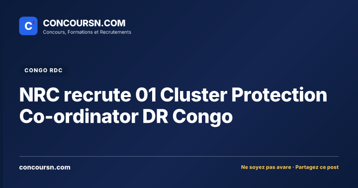 Illustration de l’article : NRC recrute 01 Cluster Protection Co-ordinator DR Congo