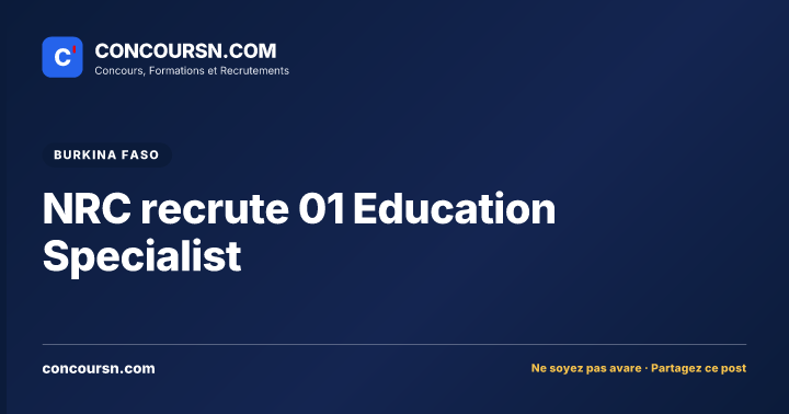 Illustration de l’article : NRC recrute 01 Education Specialist