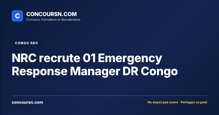 Illustration de l’article : NRC recrute 01 Emergency Response Manager DR Congo