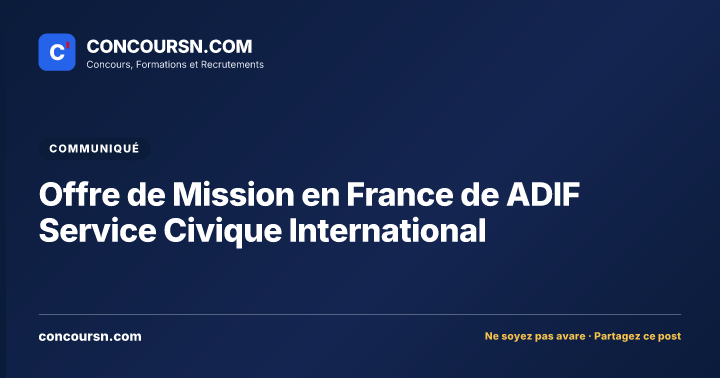 Illustration de l’article : Offre de Mission en France de ADIF Service Civique International