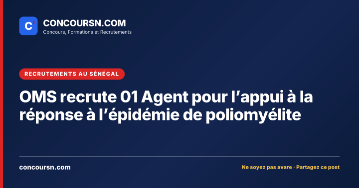 Illustration de l’article : OMS recrute 01 Agent pour l’appui à la réponse à l’épidémie de poliomyélite