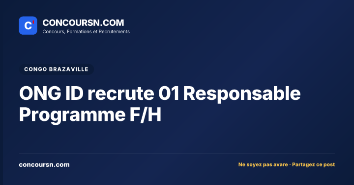 ONG ID recrute 01 Responsable Programme F/H