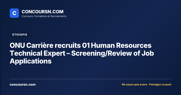 ONU Carrière recruits 01 Human Resources Technical Expert – Screening/Review of Job Applications