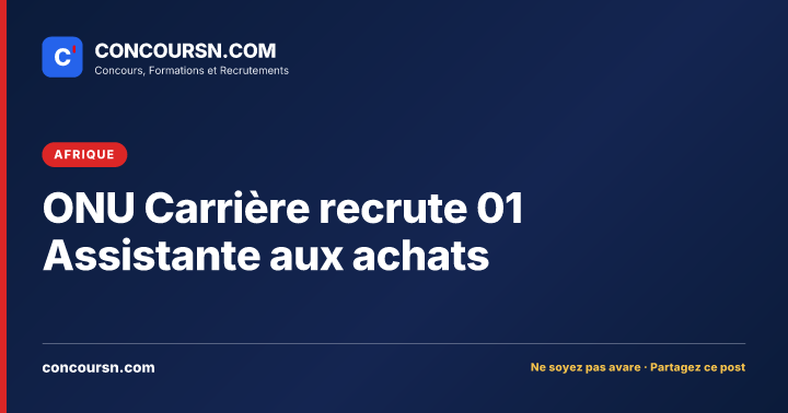 Illustration de l’article : ONU Carrière recrute 01 Assistante aux achats