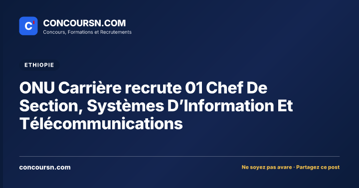 Illustration de l’article : ONU Carrière recrute 01 Chef De Section, Systèmes D’Information Et Télécommunications