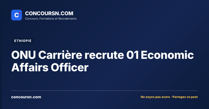 Illustration de l’article : ONU Carrière recrute 01 Economic Affairs Officer