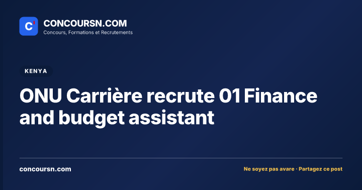ONU Carrière recrute 01 Finance and budget assistant