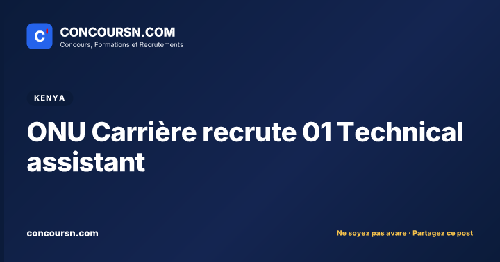 Illustration de l’article : ONU Carrière recrute 01 Technical assistant