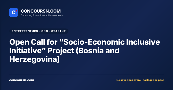 Open Call for “Socio-Economic Inclusive Initiative” Project (Bosnia and Herzegovina)