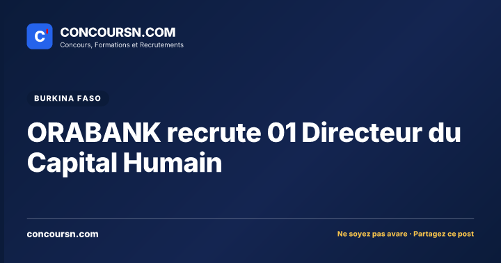 Illustration de l’article : ORABANK recrute 01 Directeur du Capital Humain