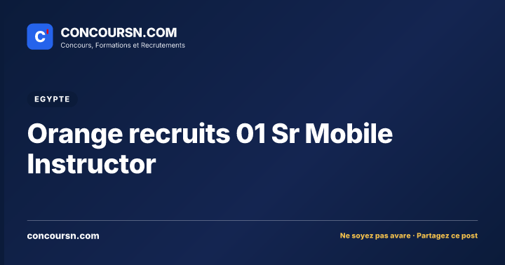 Illustration de l’article : Orange recruits 01 Sr Mobile Instructor