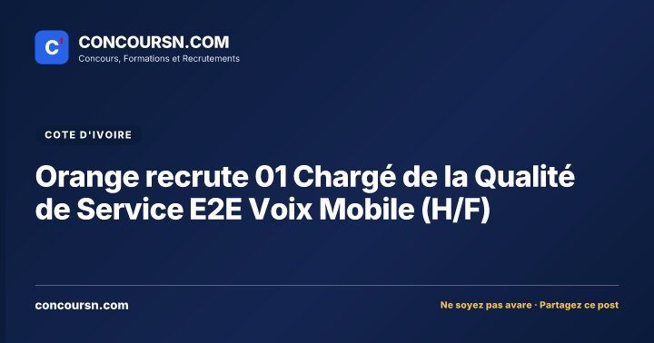 Illustration de l’article : Orange recrute 01 Chargé de la Qualité de Service E2E Voix Mobile (H/F)