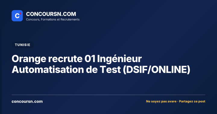 Illustration de l’article : Orange recrute 01 Ingénieur Automatisation de Test (DSIF/ONLINE)