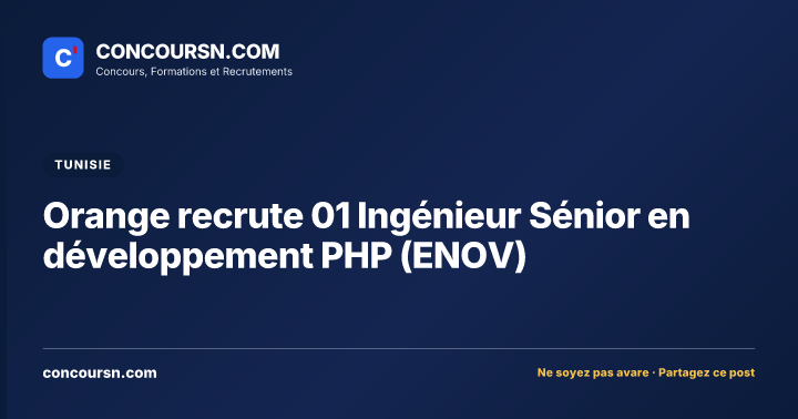 Illustration de l’article : Orange recrute 01 Ingénieur Sénior en développement PHP (ENOV)