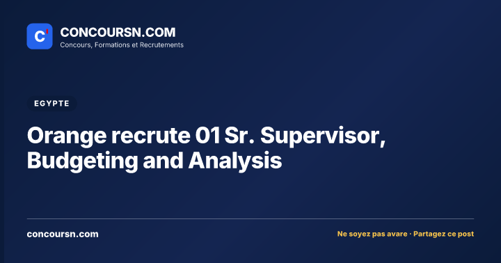 Illustration de l’article : Orange recrute 01 Sr. Supervisor, Budgeting and Analysis