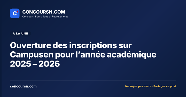 Illustration de l’article : Ouverture des inscriptions sur Campusen pour l’année académique 2025 – 2026