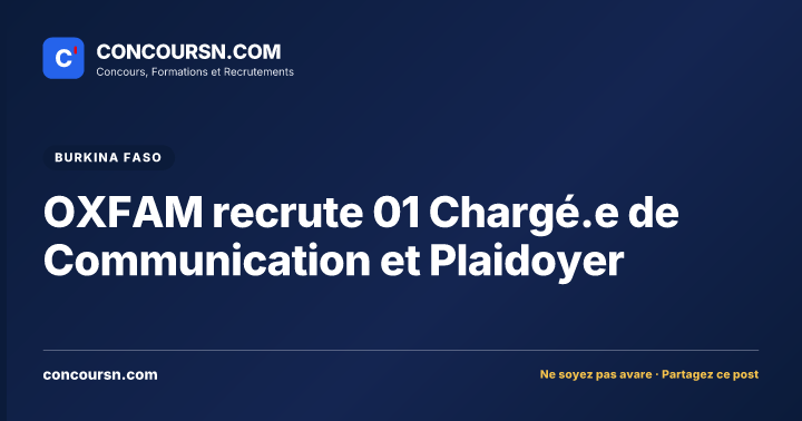 Illustration de l’article : OXFAM recrute 01 Chargé.e de Communication et Plaidoyer