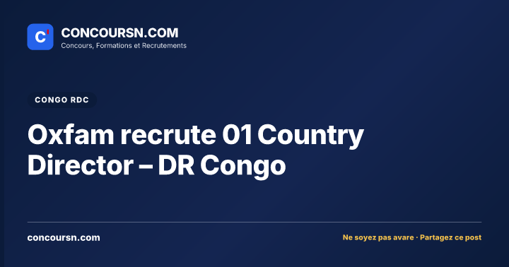 Illustration de l’article : Oxfam recrute 01 Country Director – DR Congo
